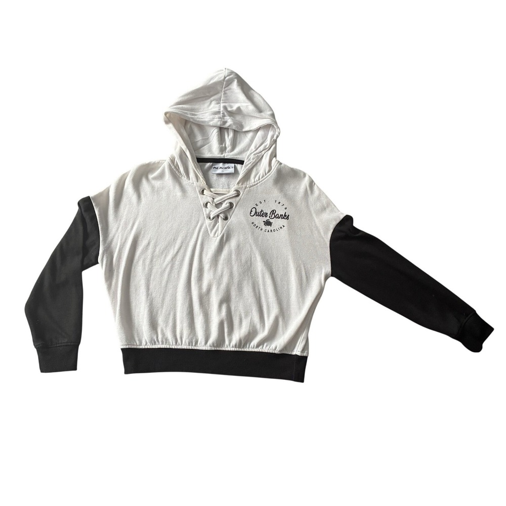 Memories Women's‎ Large Outer Banks North Carolina Hoodie Sweatshirt Black White